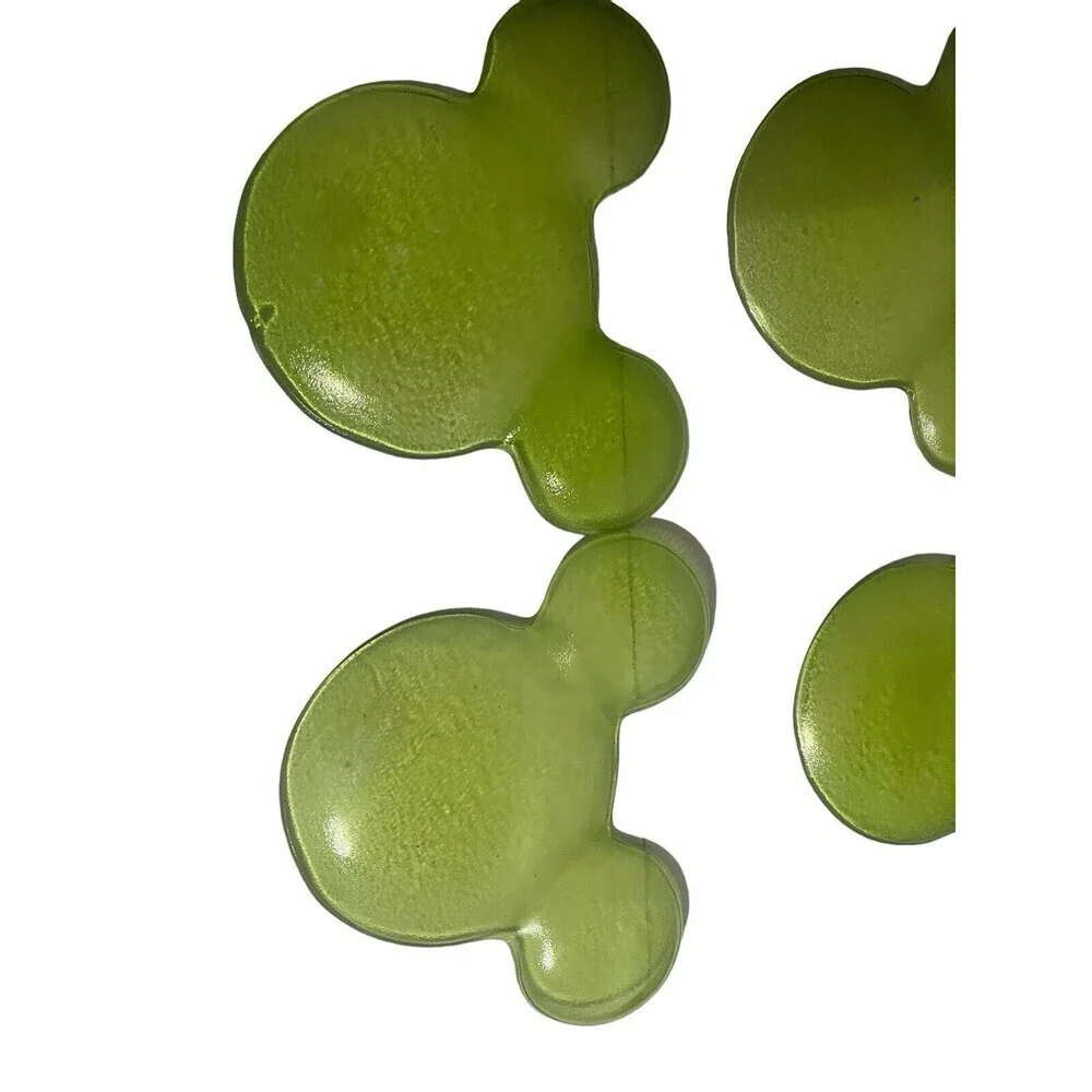 Disney Green Glass Mickey Mouse Serving Plate Set Of 4
